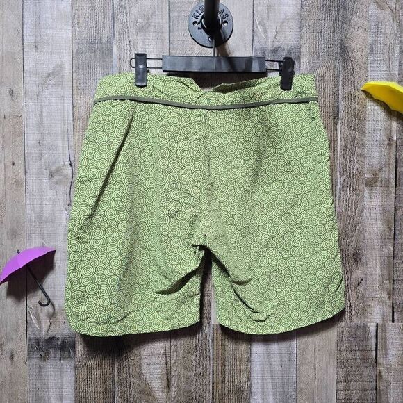 Kavu Womens Green Circle Geometric Athletic Active Hiking Nylon Shorts - Picture 2 of 5